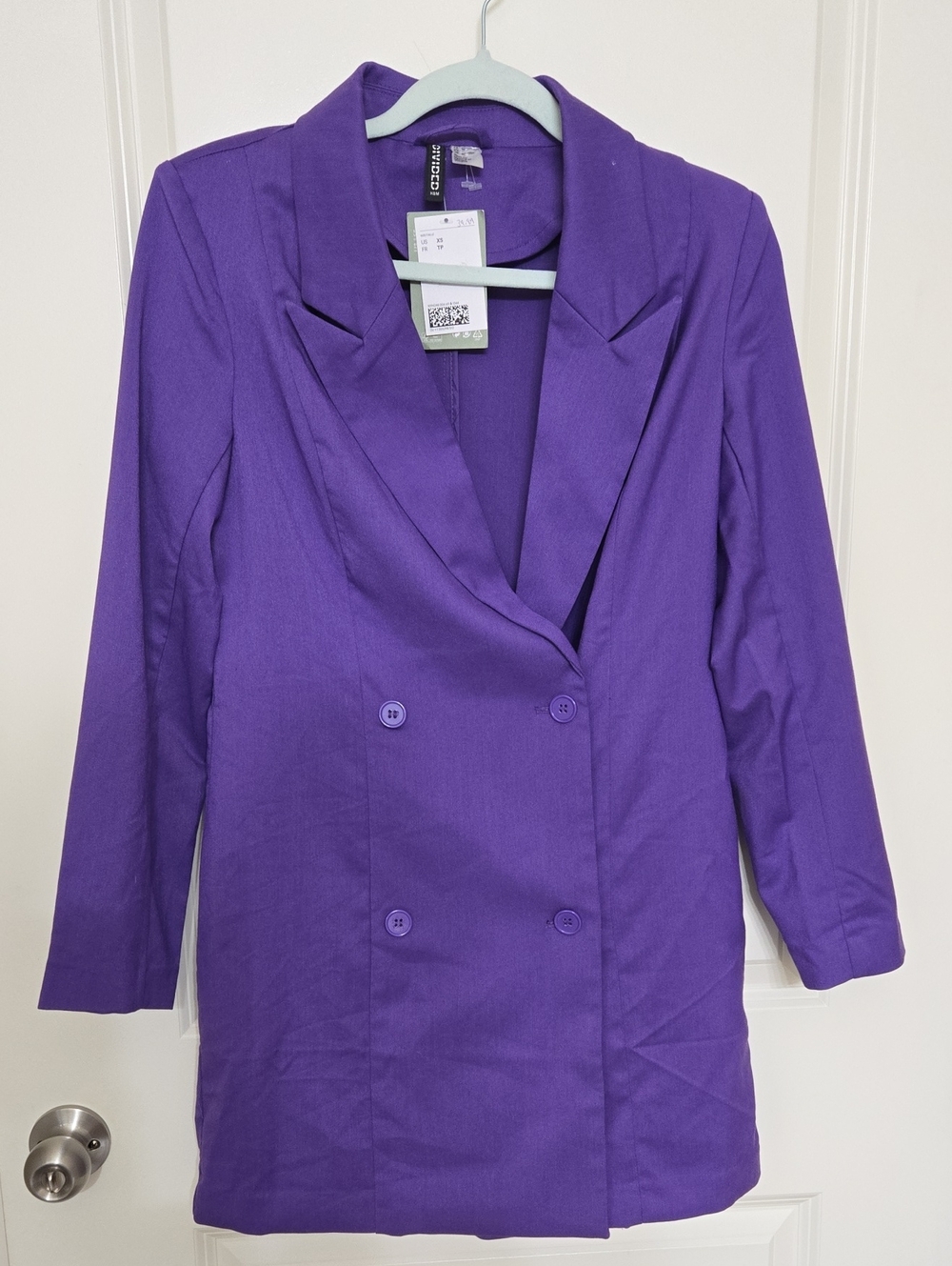 H&M Purple Double-Breasted Blazer Jacket